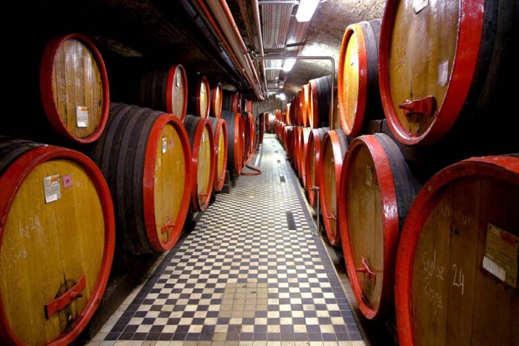 The tasting takes place in the cellar