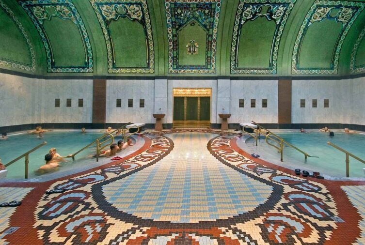 Art Nouveau design in the indoor pool area