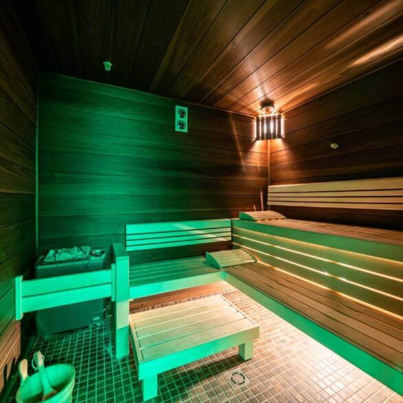 Visitors can choose from several saunas to relax