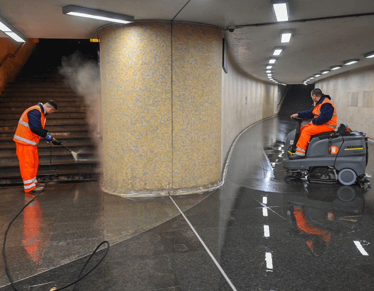 Heavy duty machinery at work - spring cleaning at night