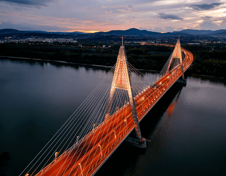 Budapest's Megyeri Bridge Glows Red for World Heart Day