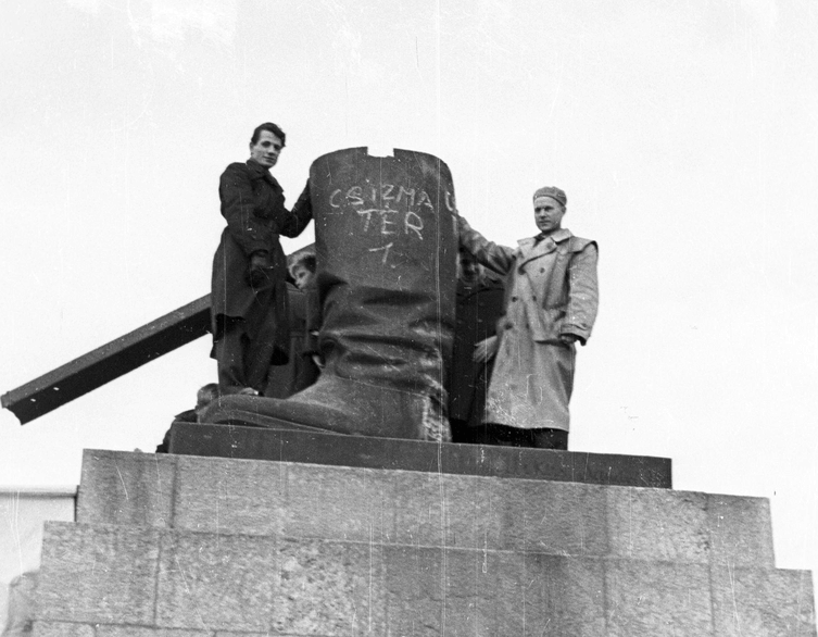 The boots of the removed Lenin statue (the square was nicknamed Boots Square for a few days)